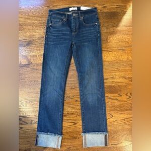 Womens loft straight jeans cuffed leg dark wash NWT